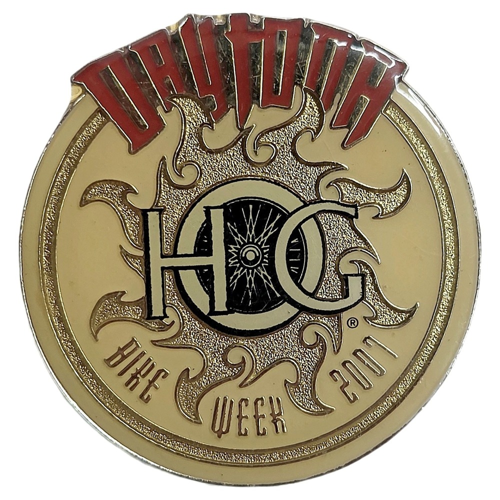 Harley-Davidson 2007 Daytona Bike Week HOG Enamel Pin Gold-Tone Vintage Harley